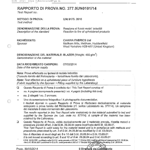 blazer - trudnopalnosc UNI 9175